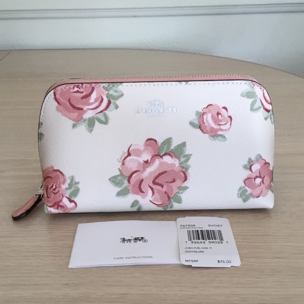 🌸Coach Cosmetic Case 17 In Chalk Multi Petal NWT.
